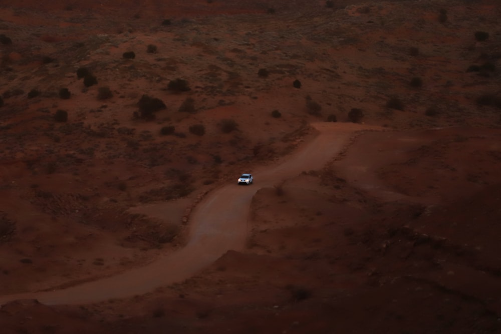 aerial photo of white SUV