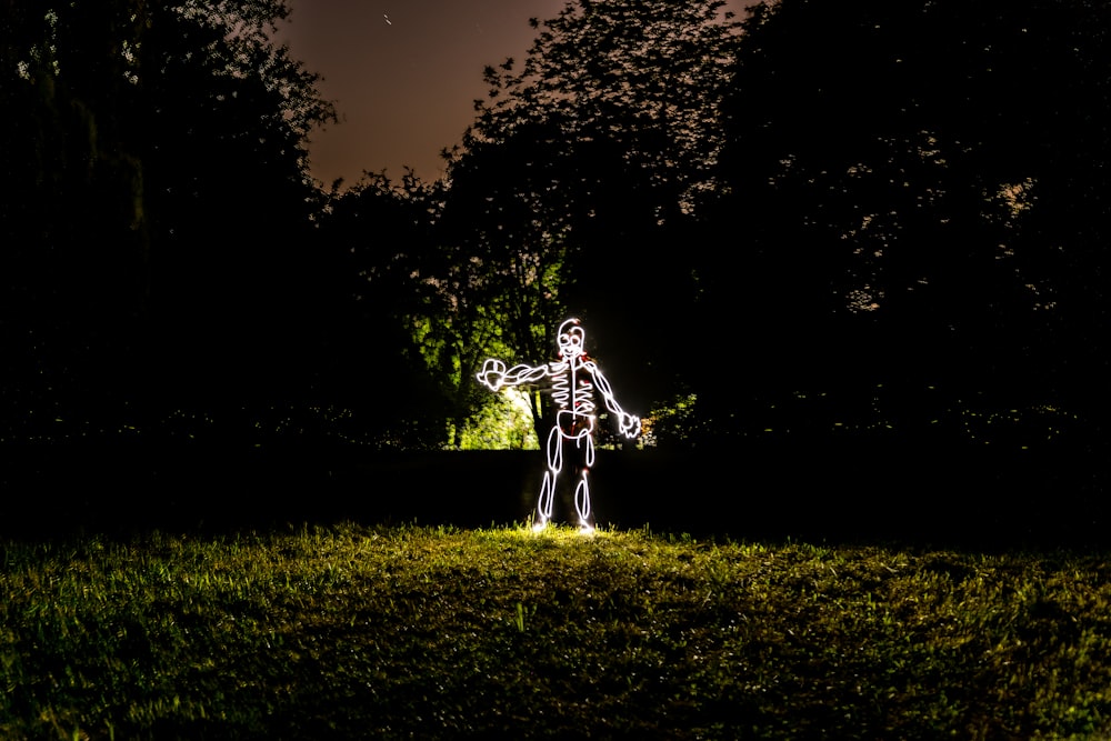 neon luz esqueleto decoração do jardim