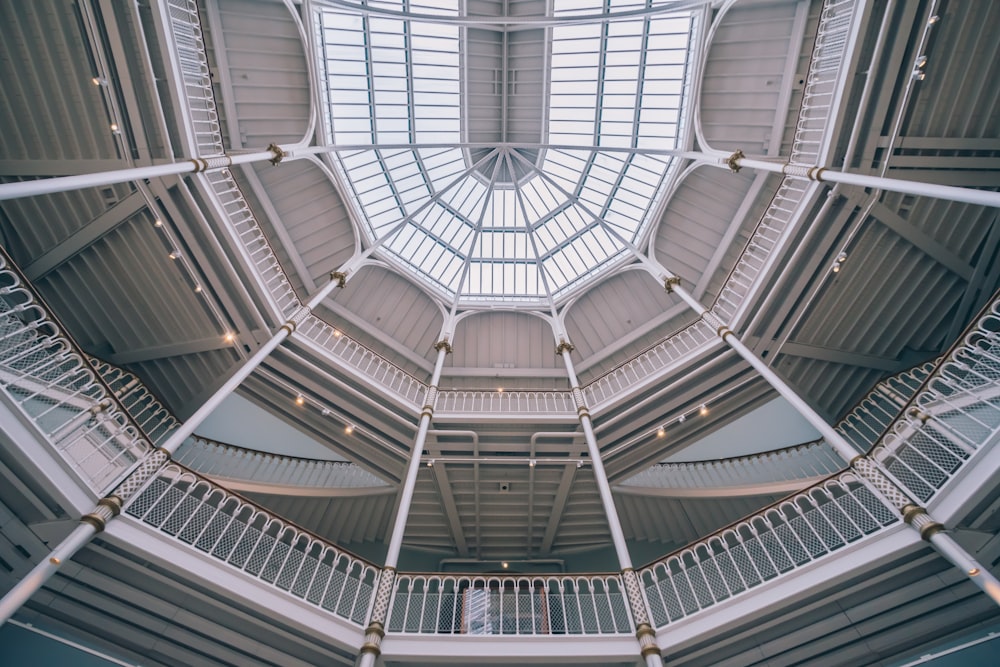 architectural photography of white ceiling