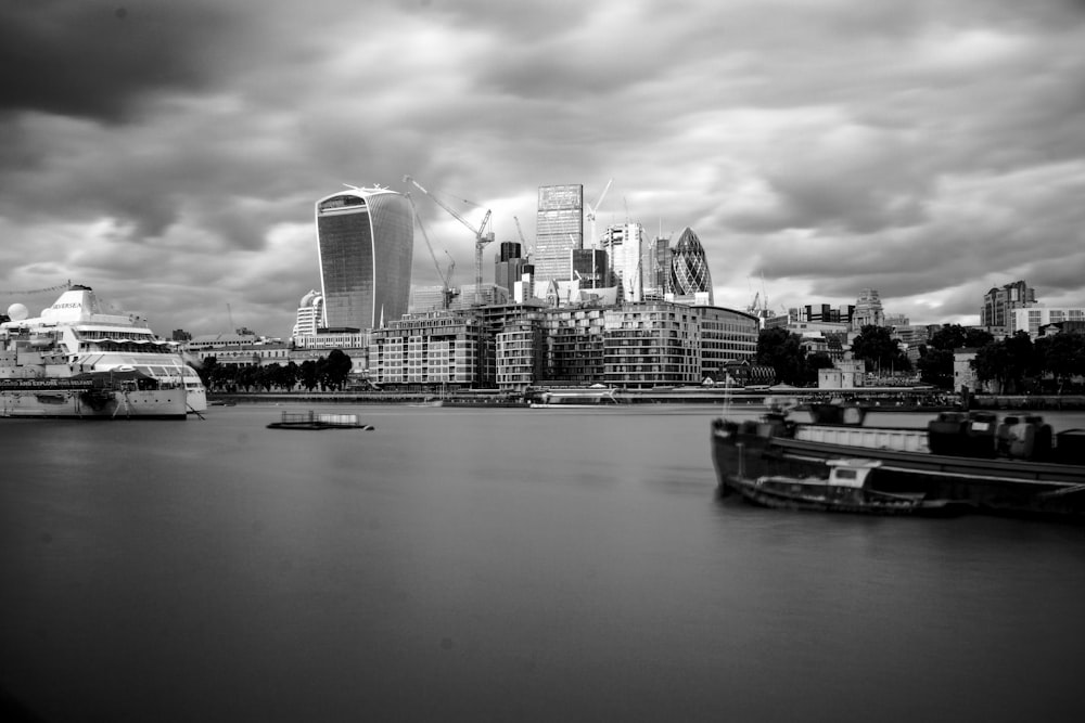 grayscale photo of cityscape