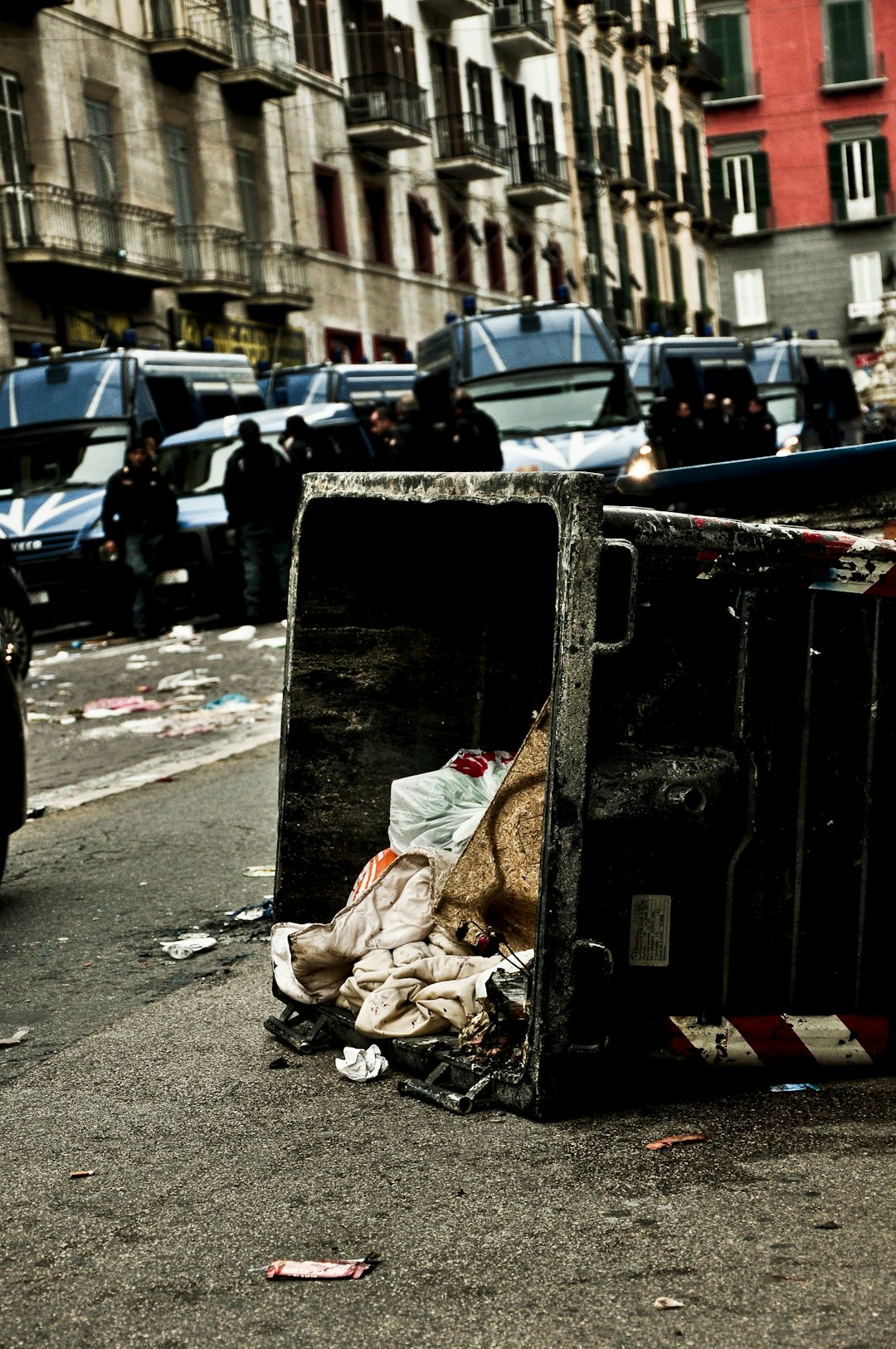 spilled garbage on road