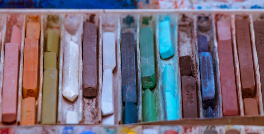 assorted-colored chalks