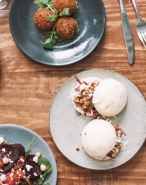 flat lay photography of cooked food