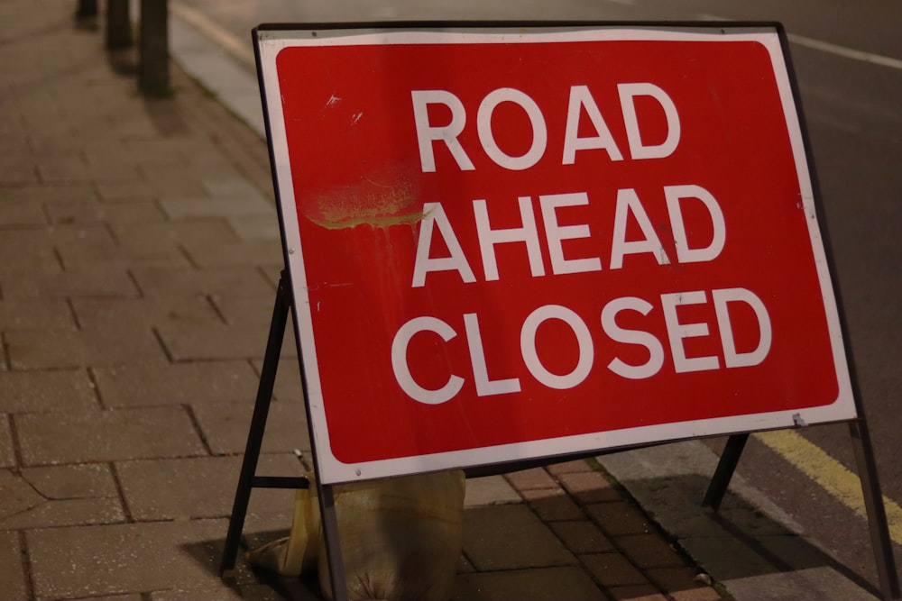 Road Ahead Closed signage