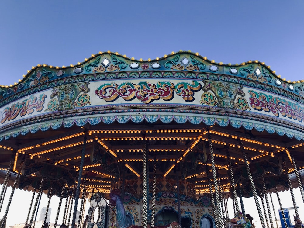 white and multicolored carousel