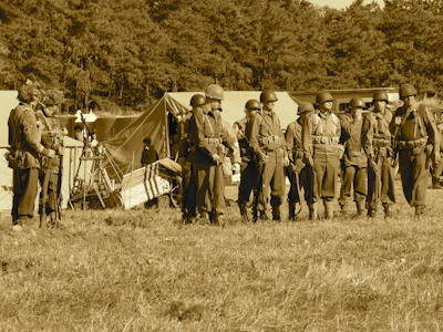 Group photo of the military unit standing in formation before a historic battle.
