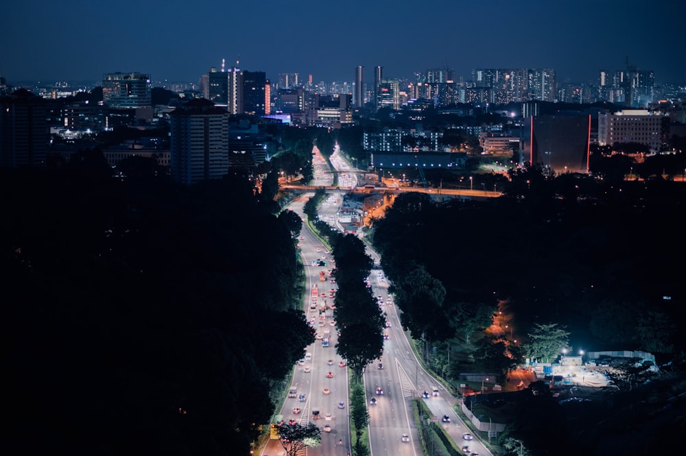 bird's-eye view photography of vehicles on road