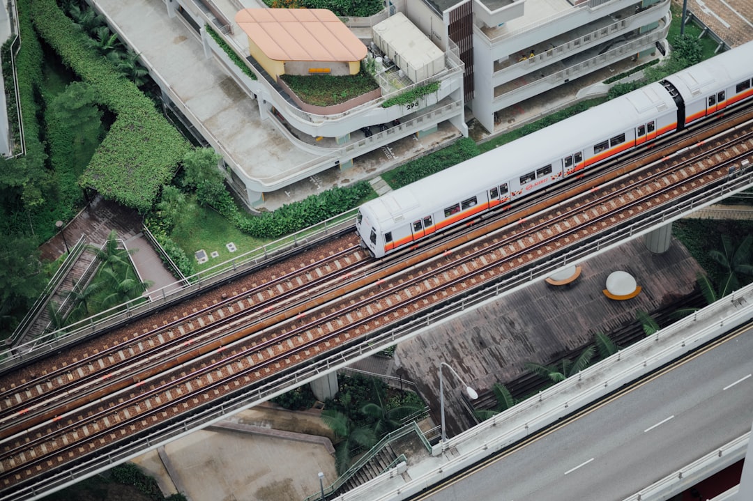 aerial photography of train on track during daytime