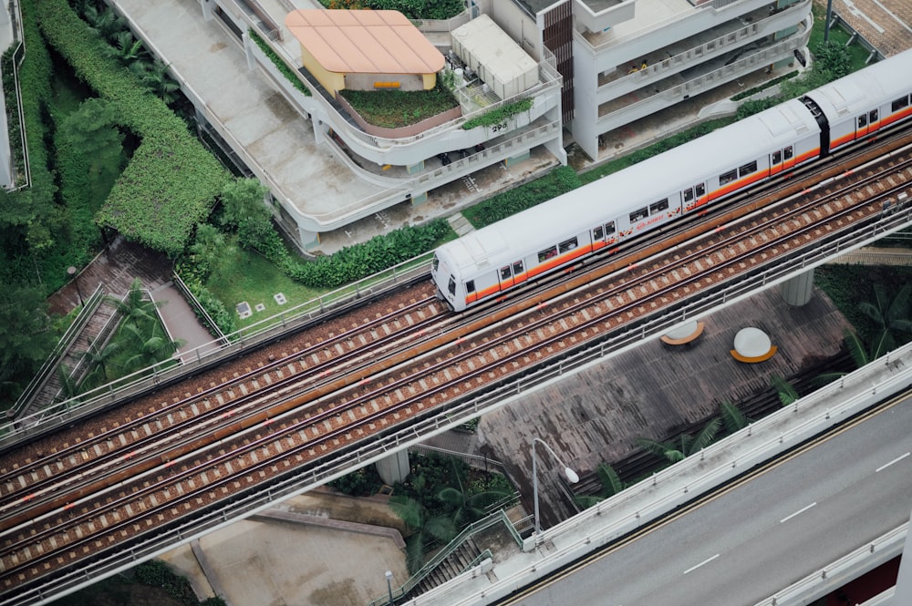 aerial photography of train on track during daytime
