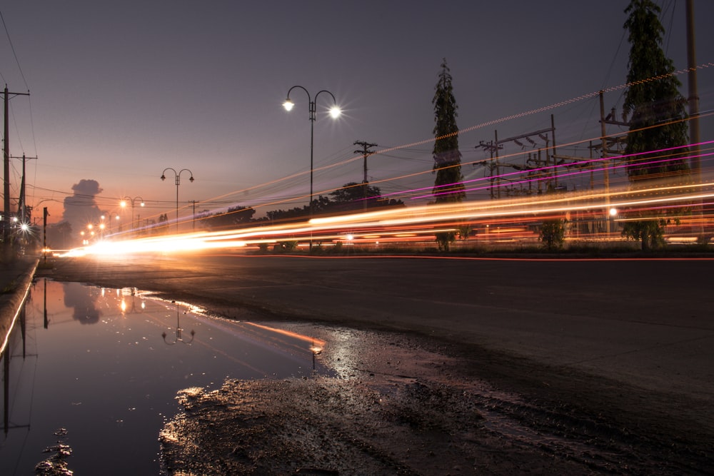 timelapse photography vehicle taillight at night