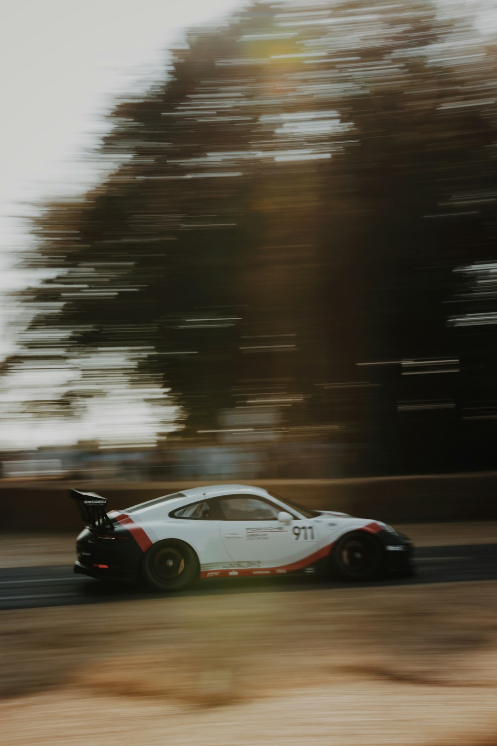 panning photography of racing car