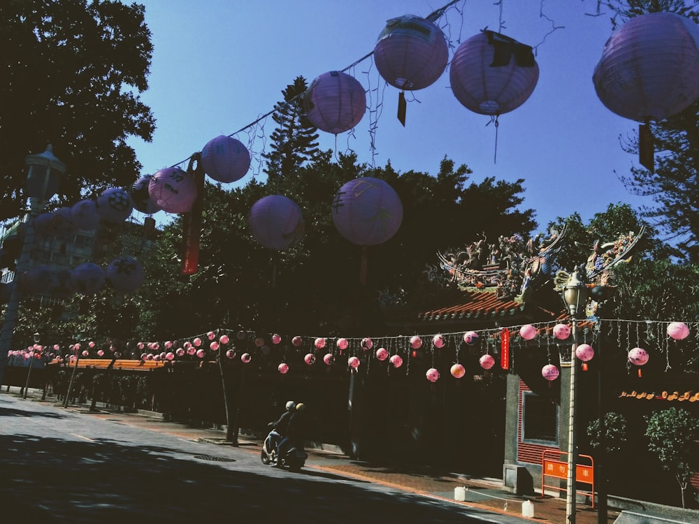 blue paper lanterns