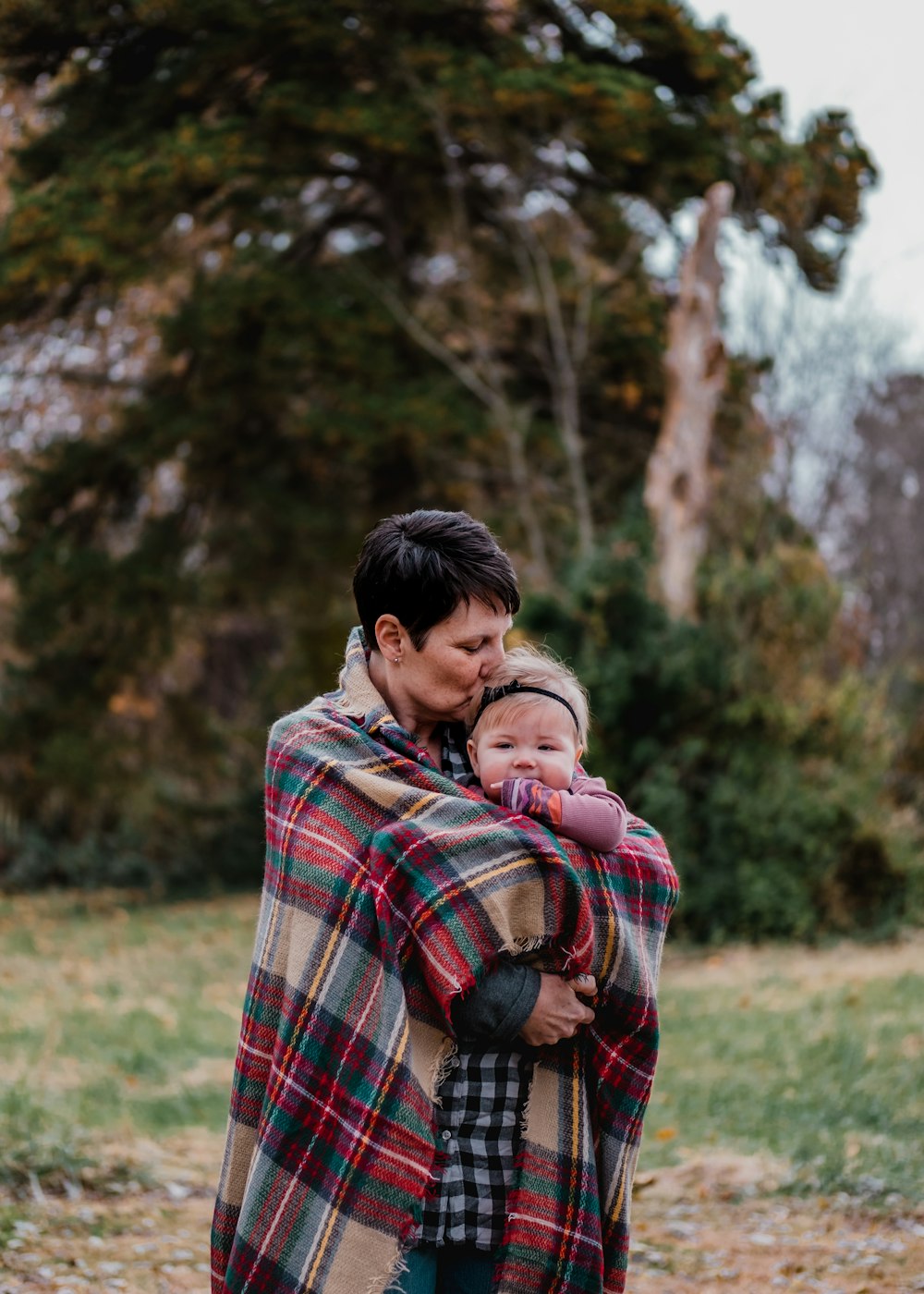 woman carrying child