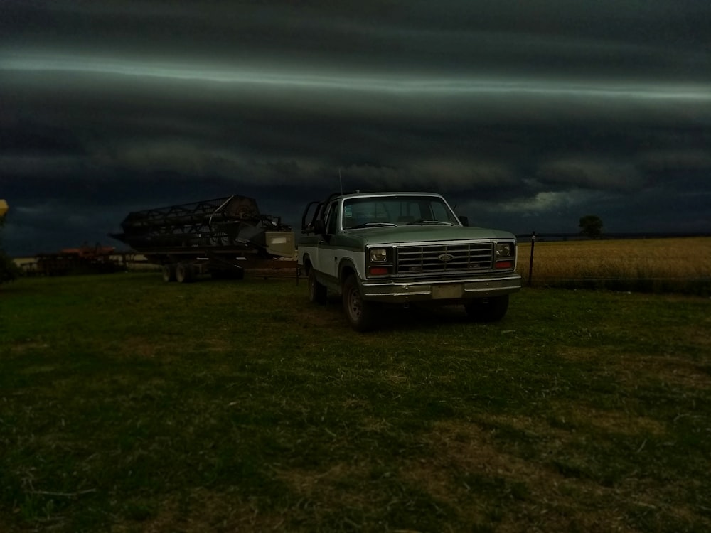 silver vehicle at night