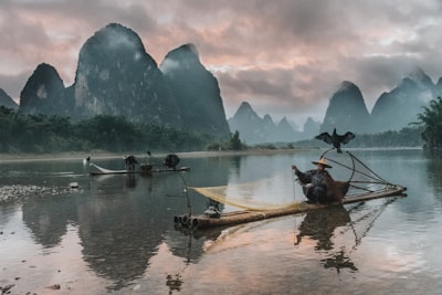 woman riding on boat china google meet background