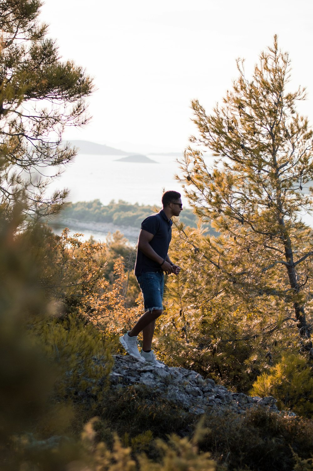 person standing on cliff