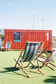 The repurposed shipping container studio parked in a bustling Tendring town square
