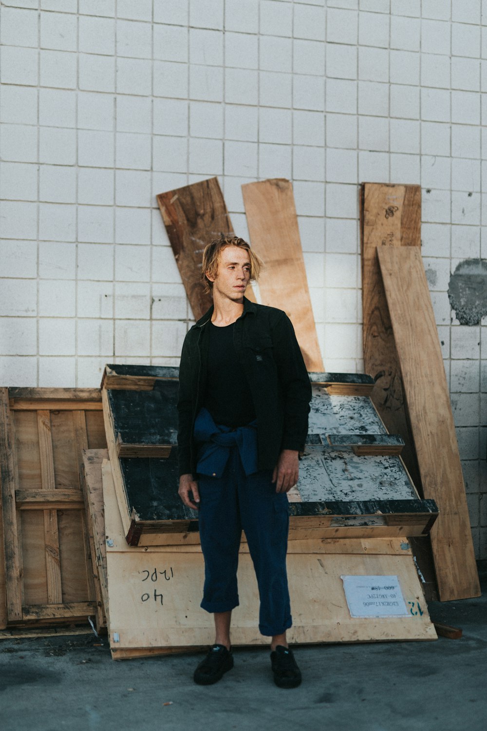 man standing in front of palette