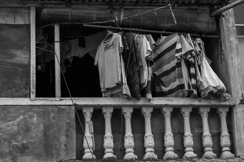 clothes hanging on window