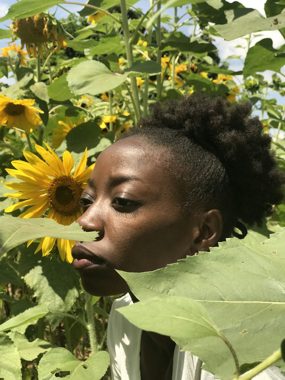 woman in flower garden