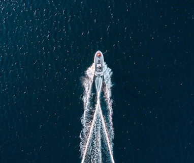 aerial photography of motorboat on sea