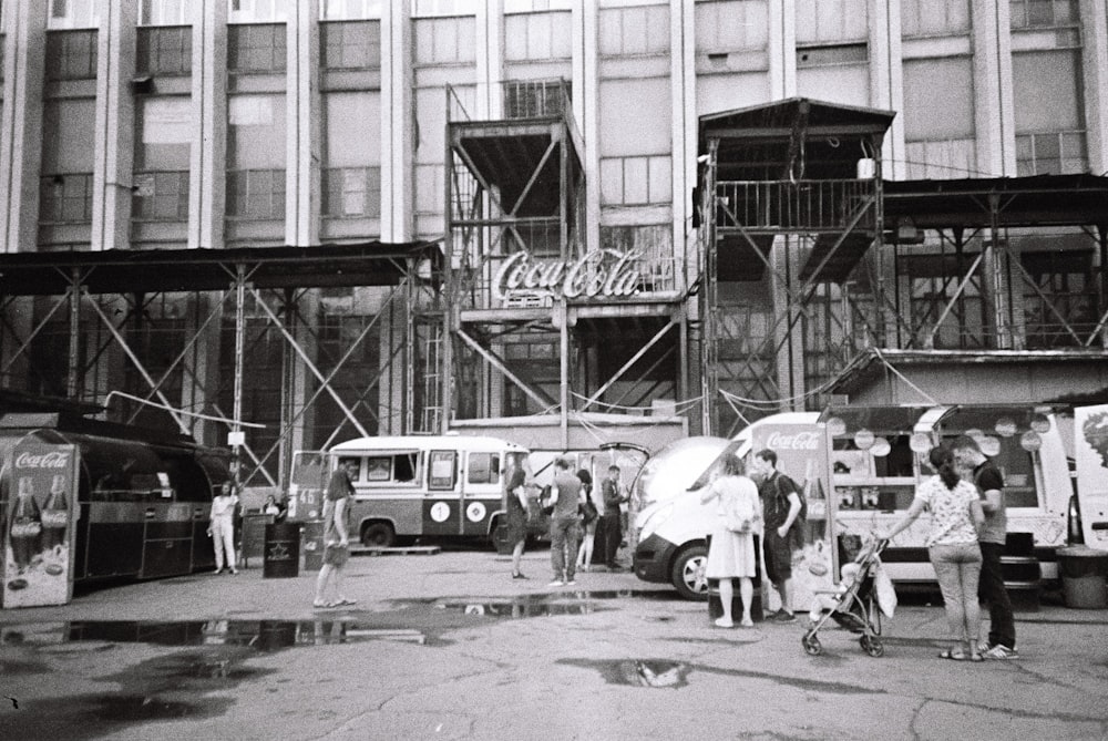 people outside building