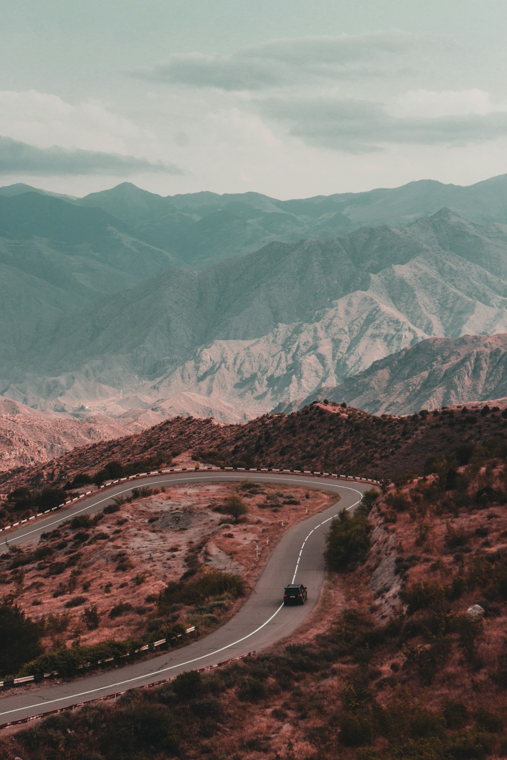 bird's-eye view photography of vehicle on road