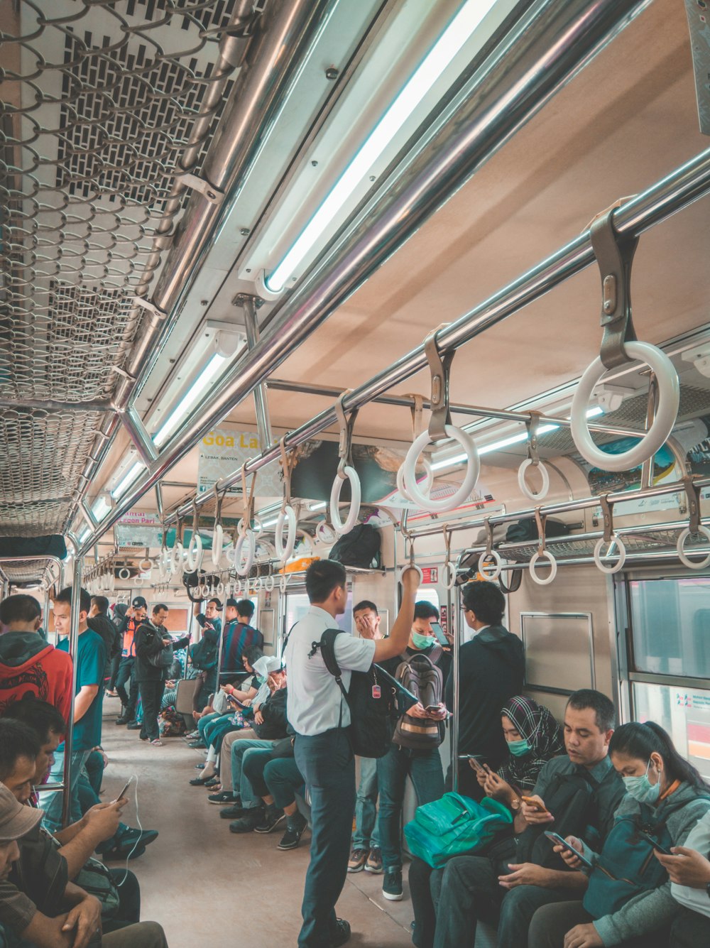 people riding on bus