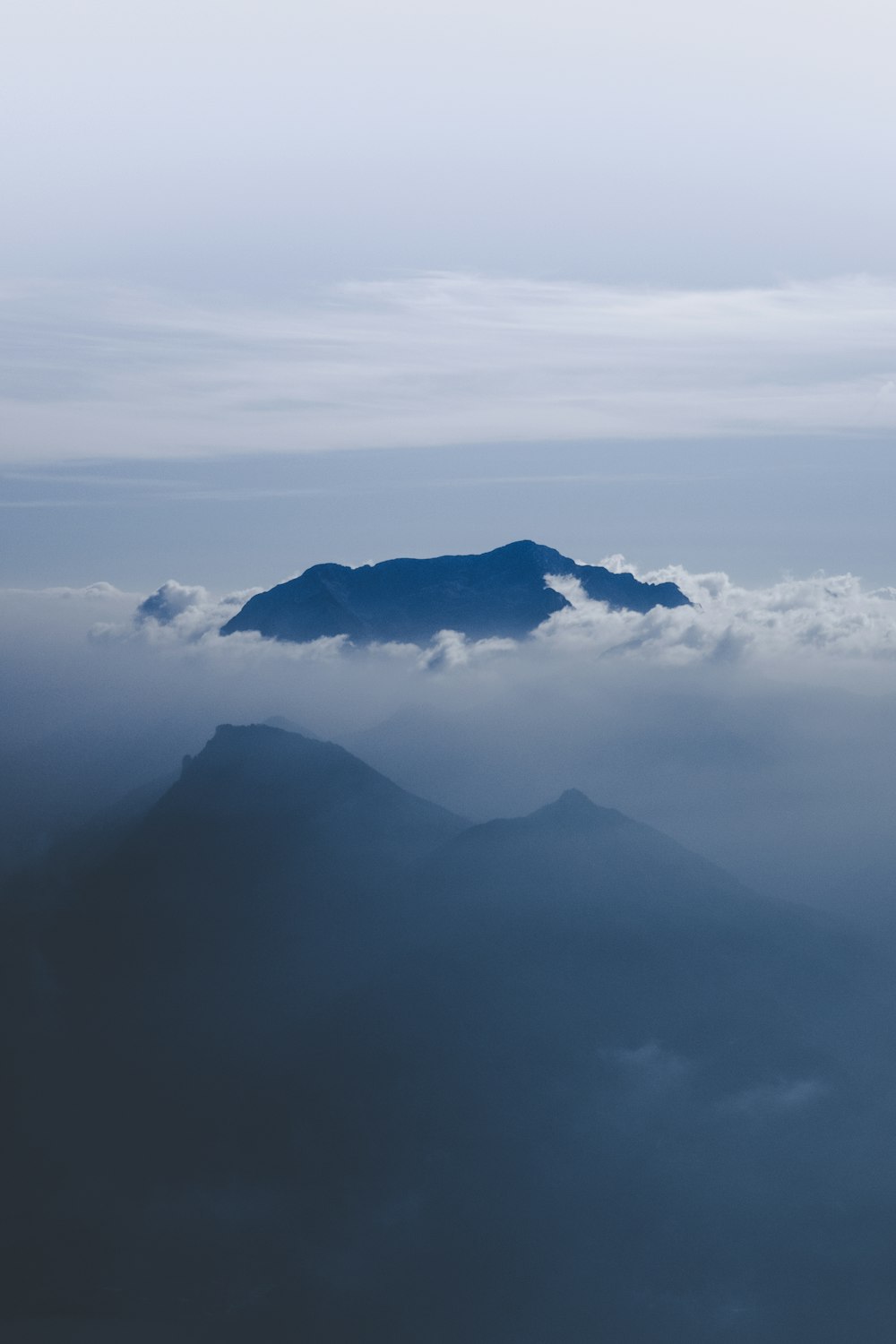 mountain with clouds