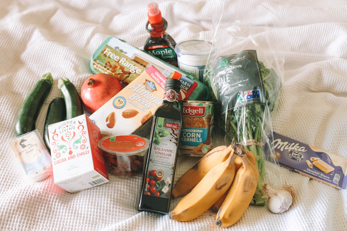 Fresh groceries arranged for convenient household shopping