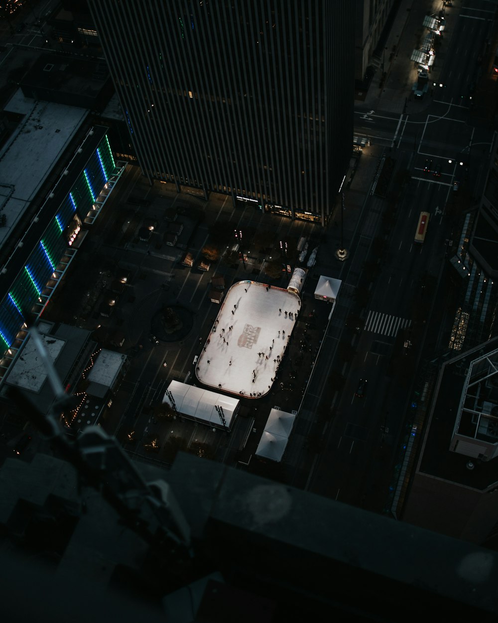 bird's-eye view photography of hockey rink