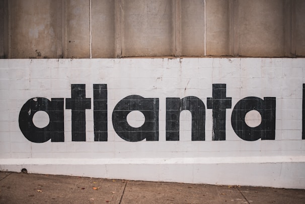 white and black Atlanta signage