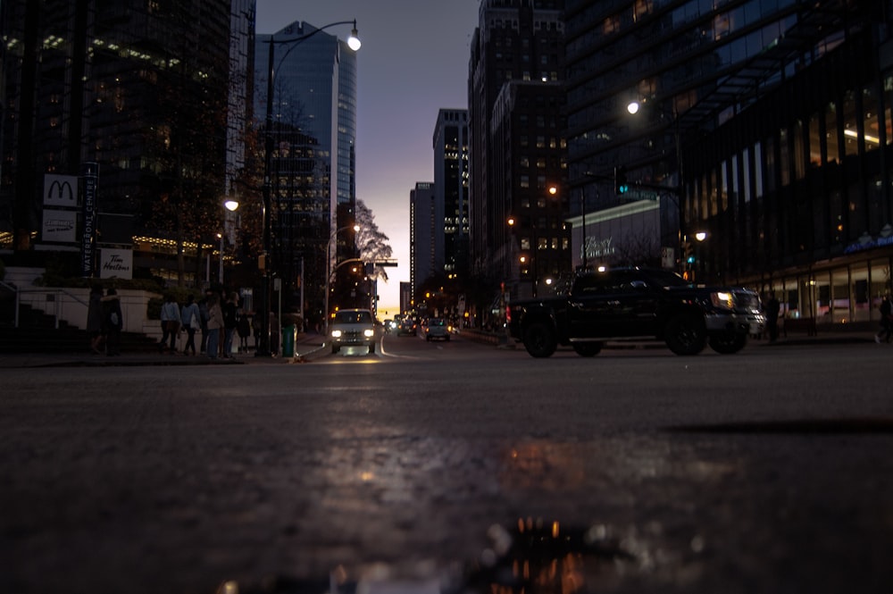 worms eye view of road and vehicles