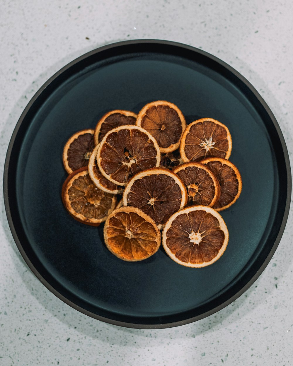 black and orange plate