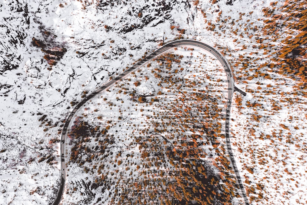 bird's-eye view photo of road on mountain