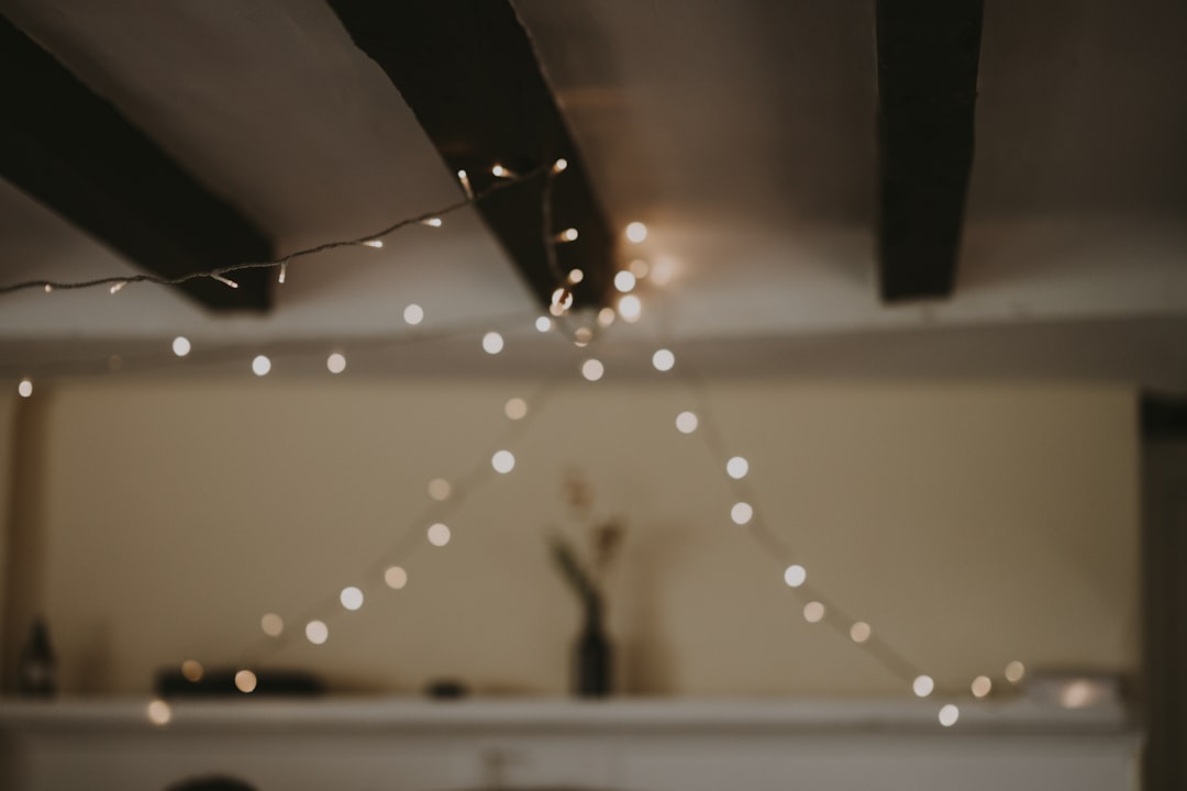 white-lighted string lights
