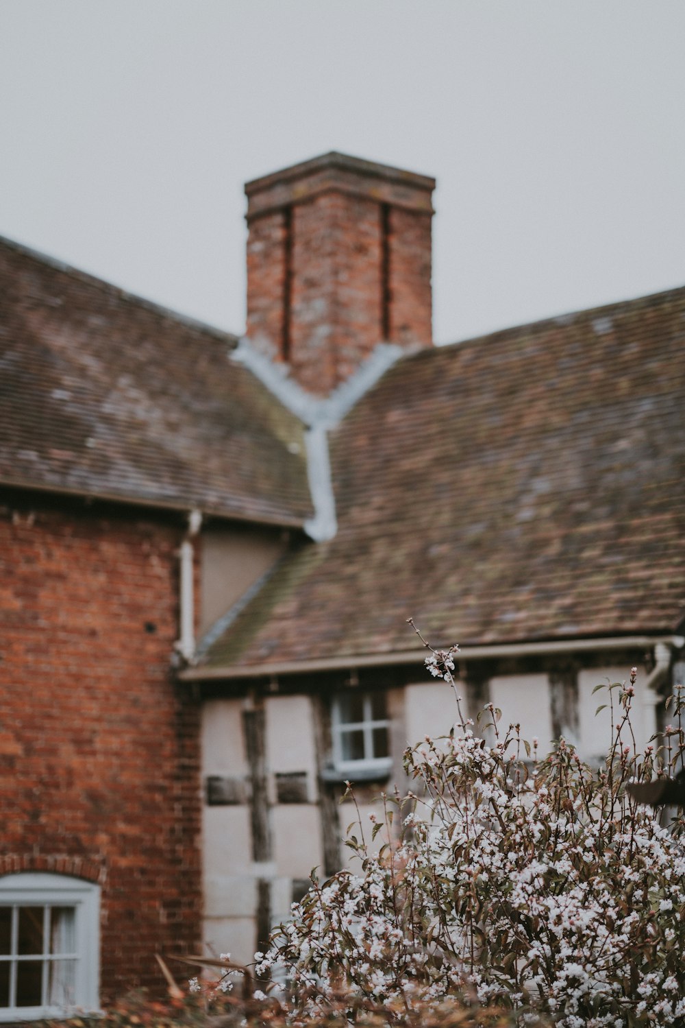 white and brown brick house