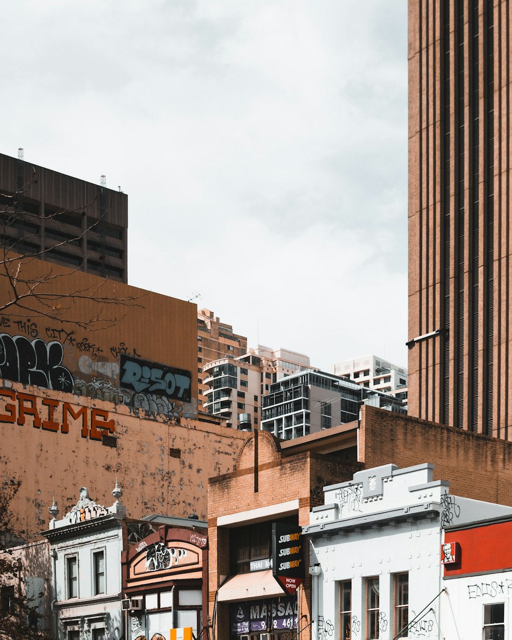 brown and white buildings