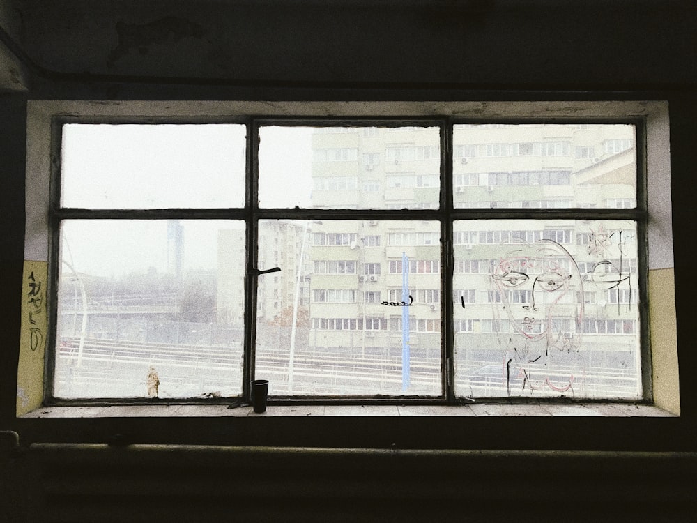 gray framed glass window