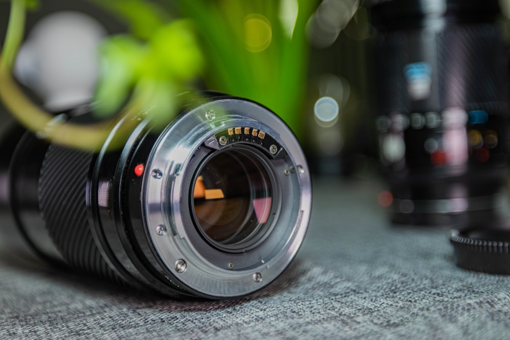 black DSLR lens