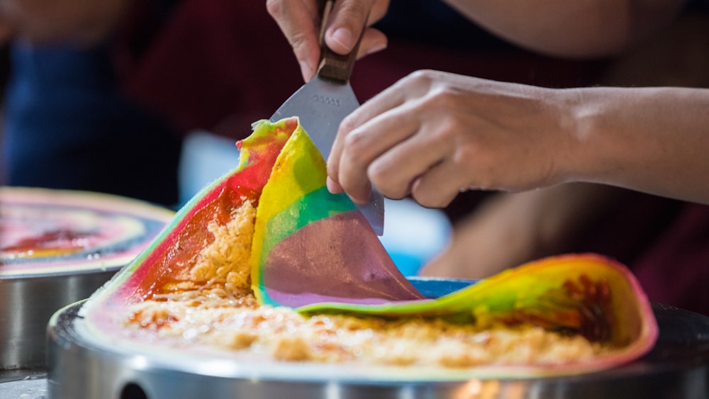 person cooking food