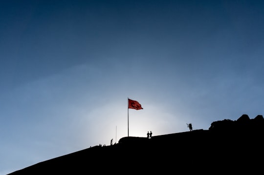 Turkey flag on pole in Castle Of Kars Turkey