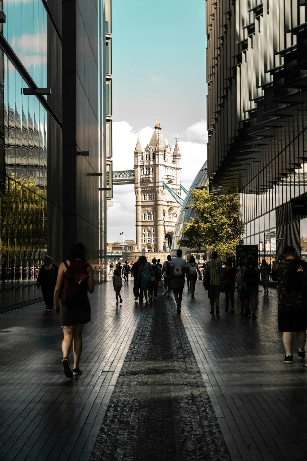 group of people walking beside building