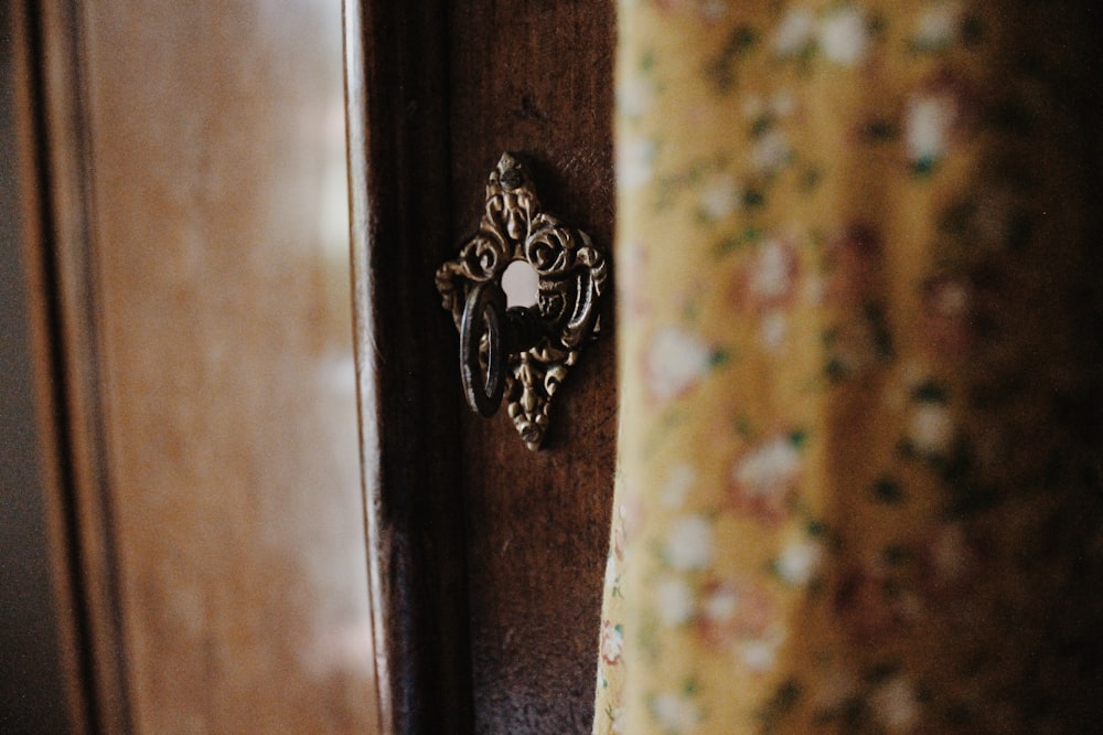 silver-colored door knocker