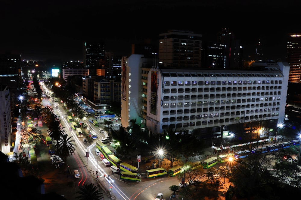 time-lapse photography of road way and building