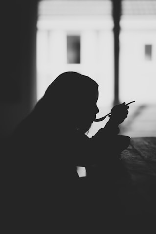 woman eating at table
