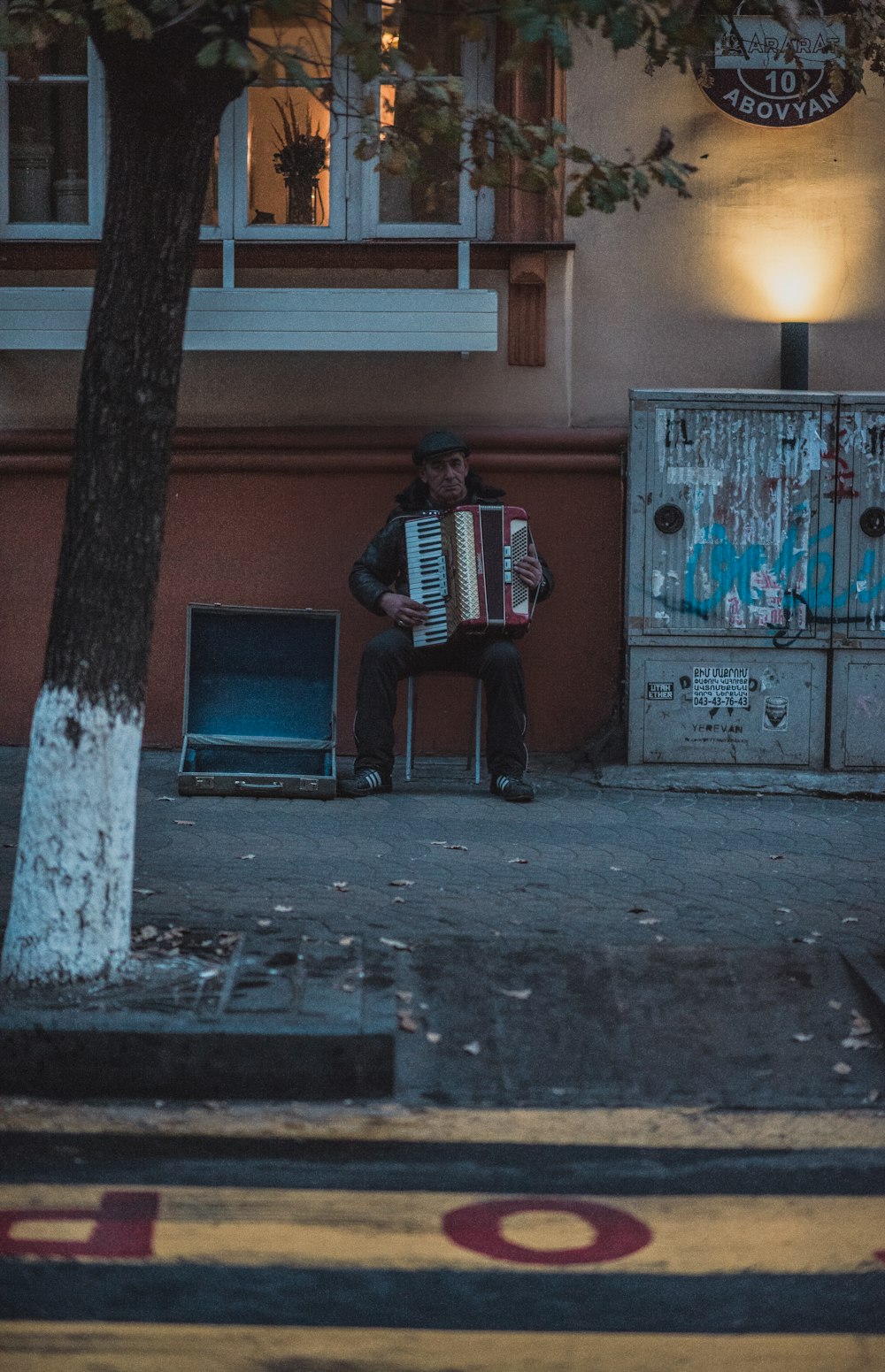 man playing accordion