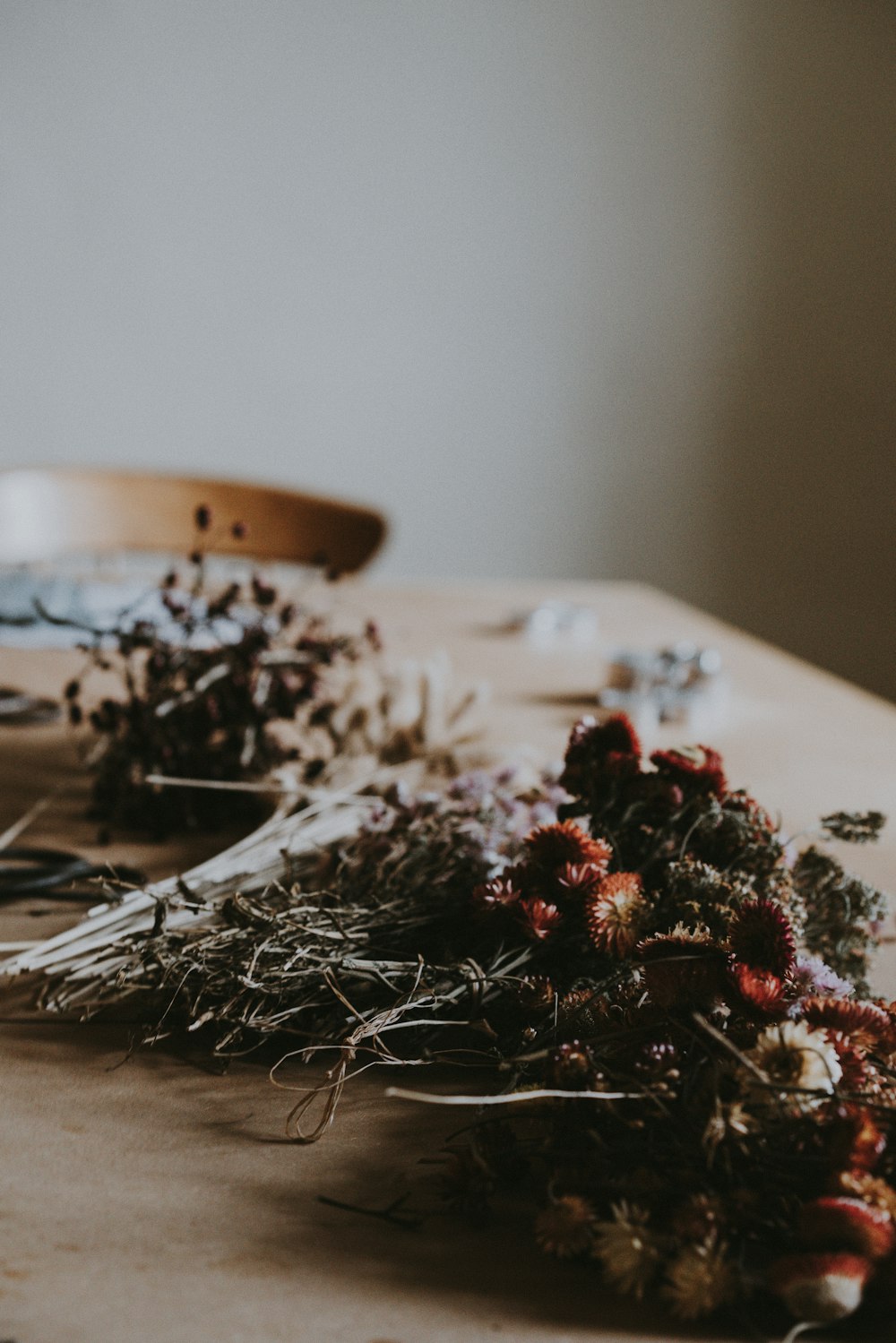 Christmas flower decor on table