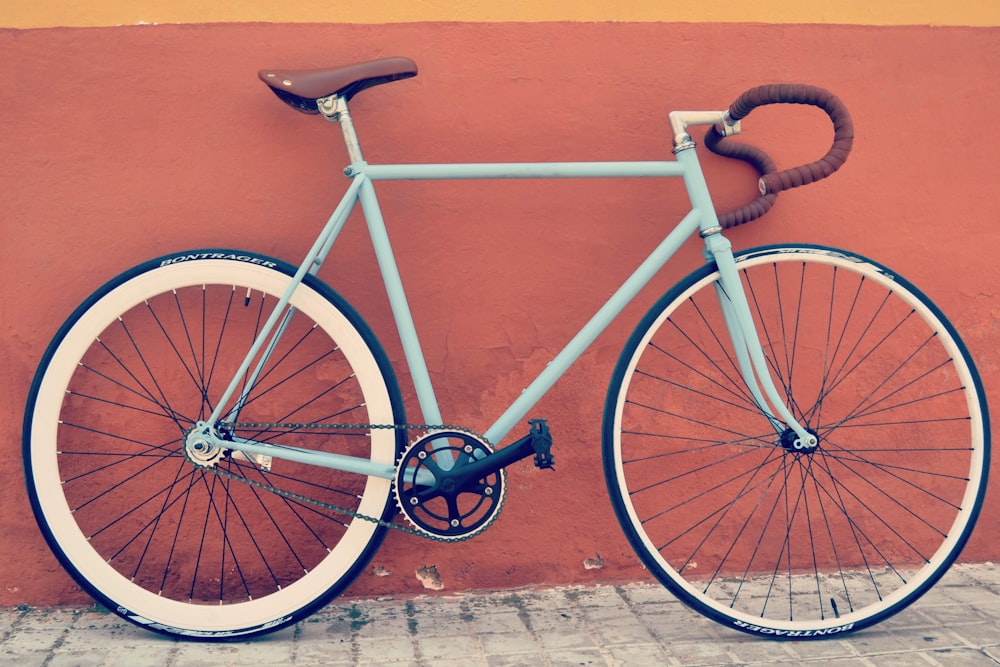 teal and grey road bike