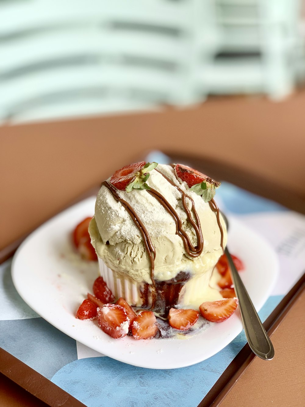 ice cream with strawberries